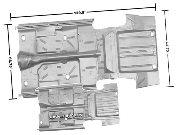 66-67 Nova Complete Floor and Trunk Pan Assembly WITHOUT ROCKERS